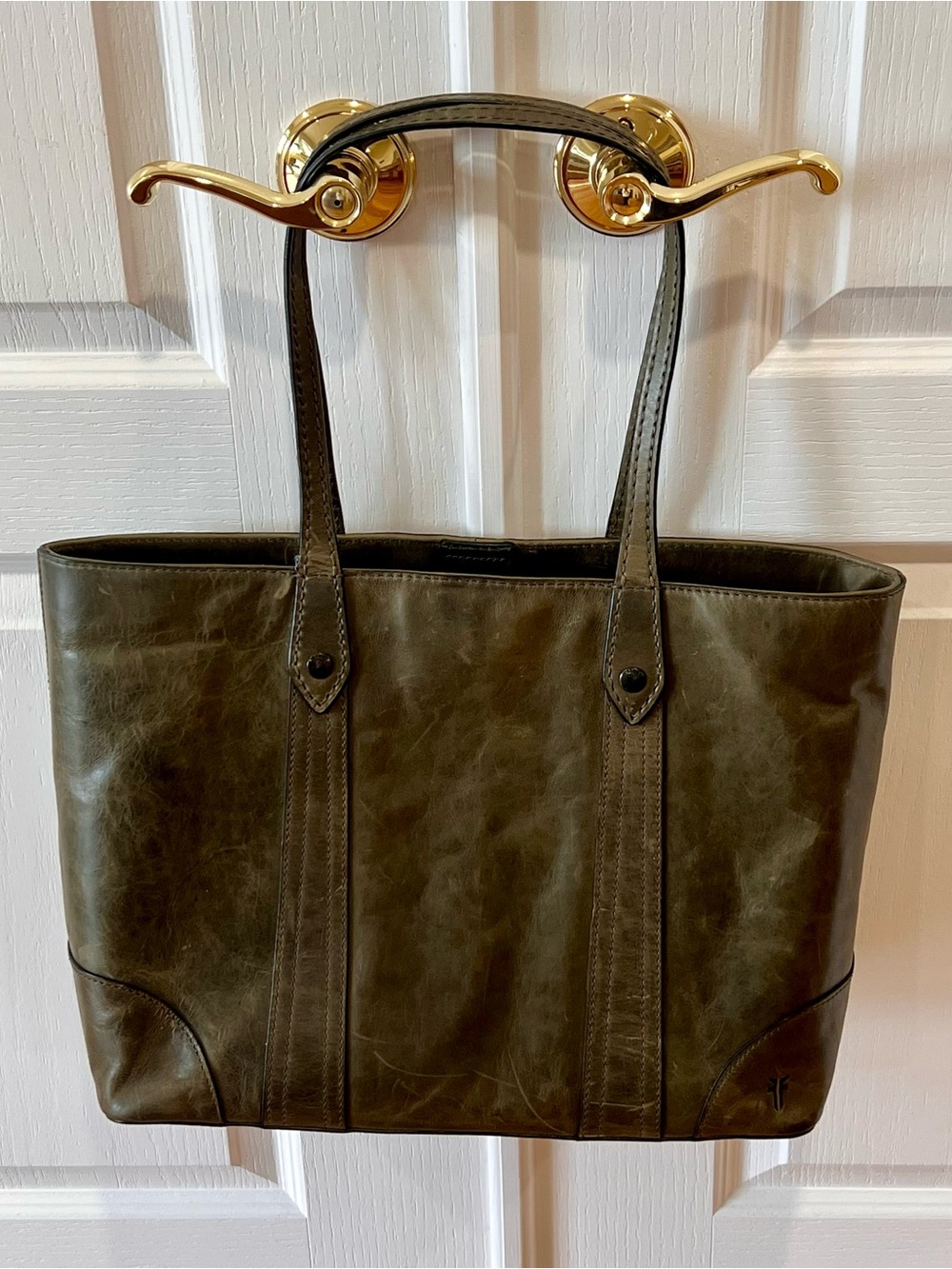 Frye Olive Green Leather Tote Laptop Bag